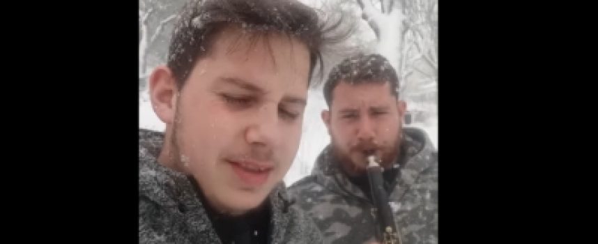 Δύο αδέλφια από την Βλαχοκερασιά ερμηνεύουν τραγούδι μέσα στα χιόνια (vid)