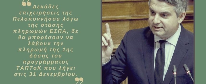 Οδ. Κωνσταντινόπουλος: Καλούμε την Κυβέρνηση να προχωρήσει σε πληρωμές ώστε να μην καταστραφούν οι επιχειρήσεις και οι οικογένειές τους